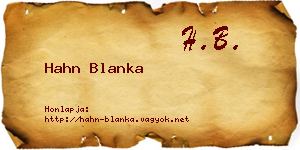 Hahn Blanka névjegykártya